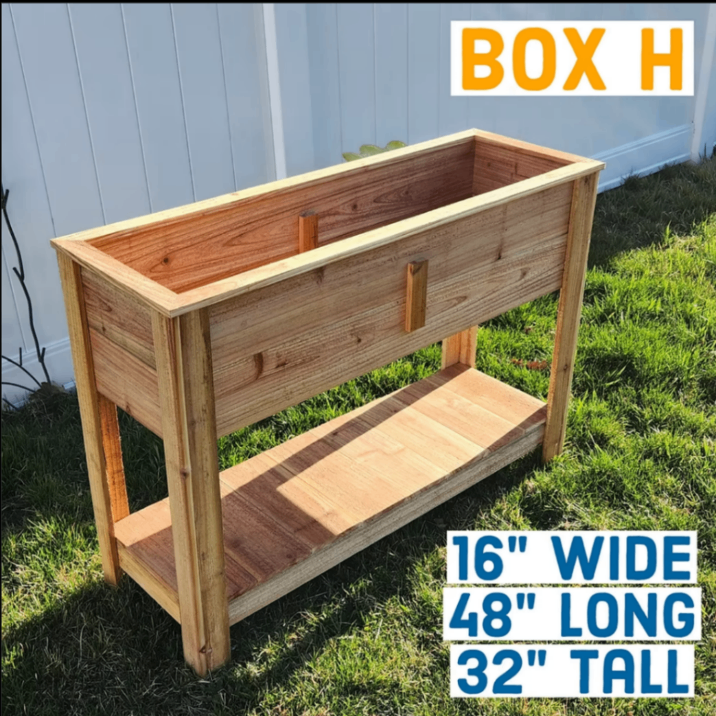 Tall cedar planter with lush plants